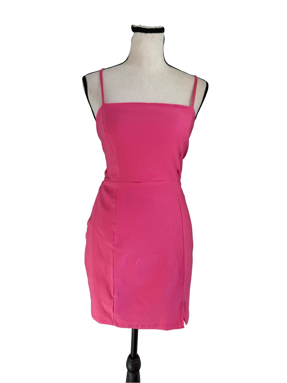Lulus Pink Open Back Lace Up Bodycon Mini Dress Strappy Size M